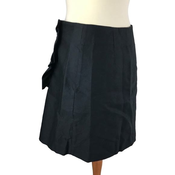 Sandro Paris Black Mini Side Button Ruffle Hip Cotton Preppy Designer Skirt 3 - Picture 8 of 9